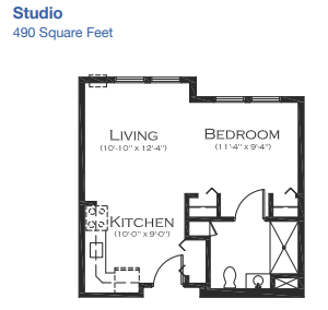 Riverfront Manor Studio Floor Plan | Pelican Valley Senior Living