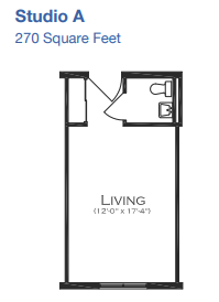 Riverfront on Main Studio A Floor Plan | Pelican Valley Senior Living